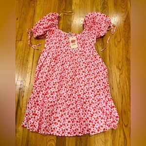 Entro Pink and Red Floral Pattern Dress
